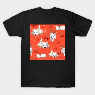 Christmas Westies red pattern T-Shirt